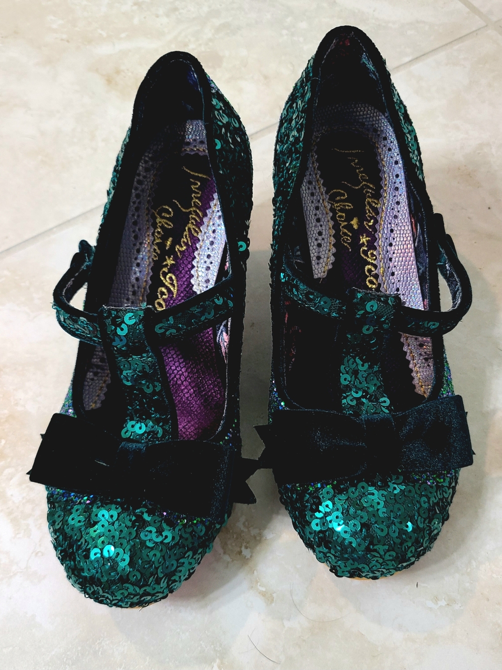 Irregular Choice "Eccentric Evening" Sequin Mid-Heels, Teal/Green 40W(EU)/9W(US)